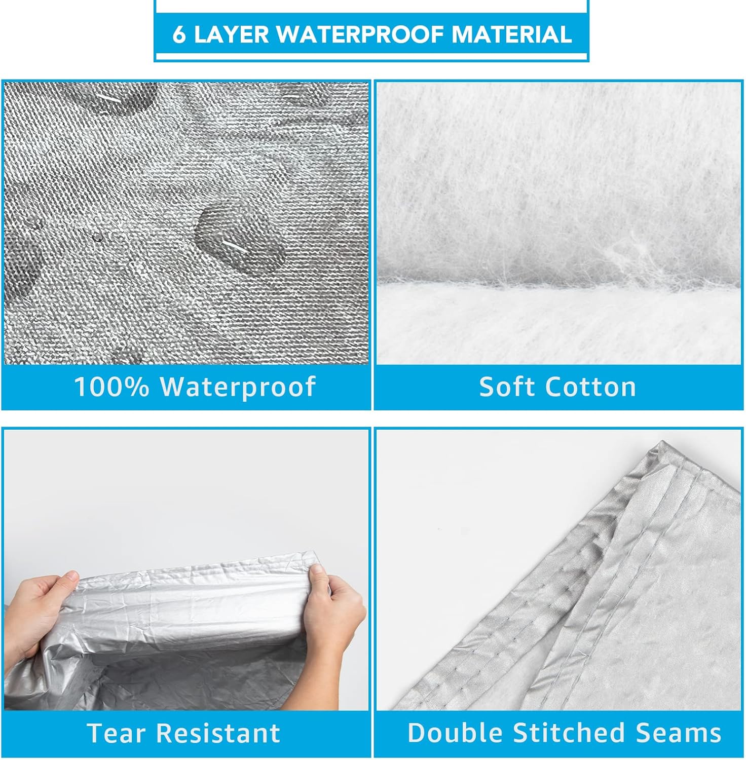 6 Layers All Weather Waterproof Outdoor Full Exterior Car Cover with Zipper M116