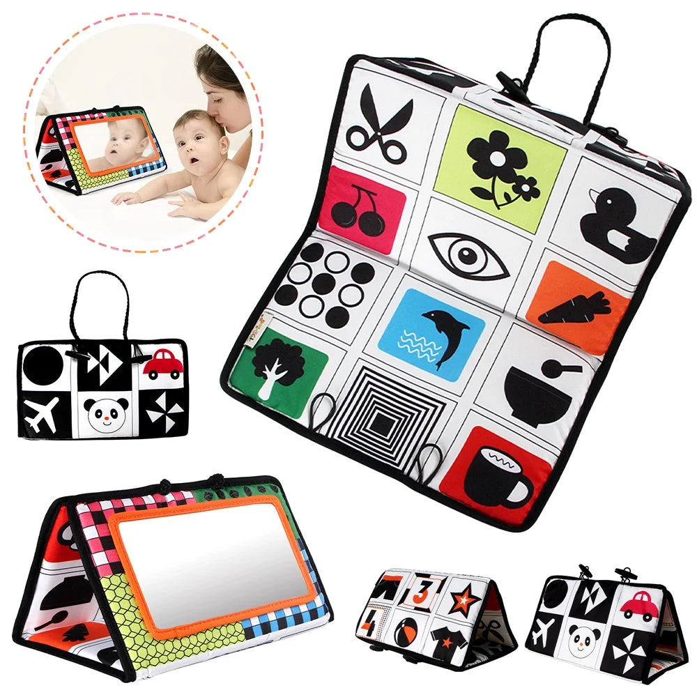 Black and White High Contrast Tummy Time Floor Mirror T862