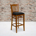 Black Vinyl Vertical Slat Back Barstool F982174