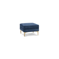 Midnight Velvet Ottoman with Brass Metal Legs X8287