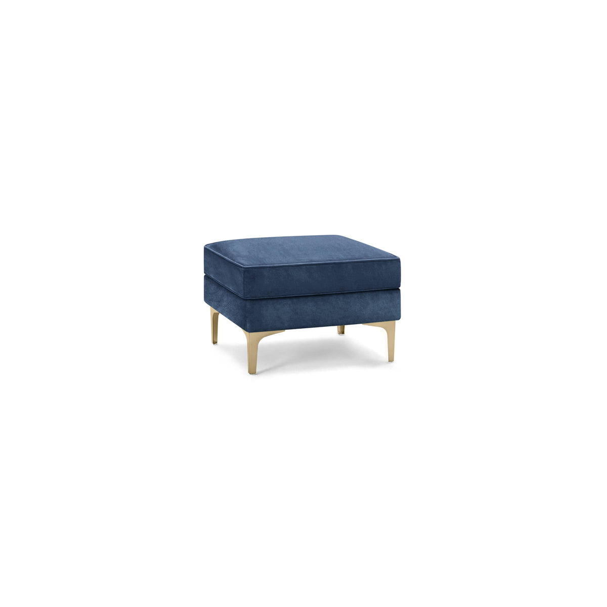 Midnight Velvet Ottoman with Brass Metal Legs X8287