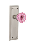 Crystal Pink Glass Door Knob in Satin Nickel S288735