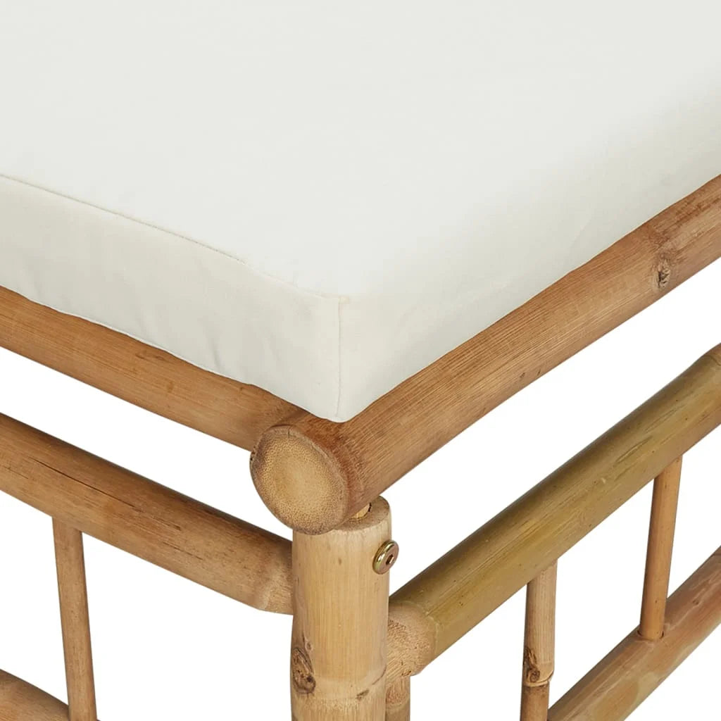 Bamboo Patio Sofa with White Cushions P2565