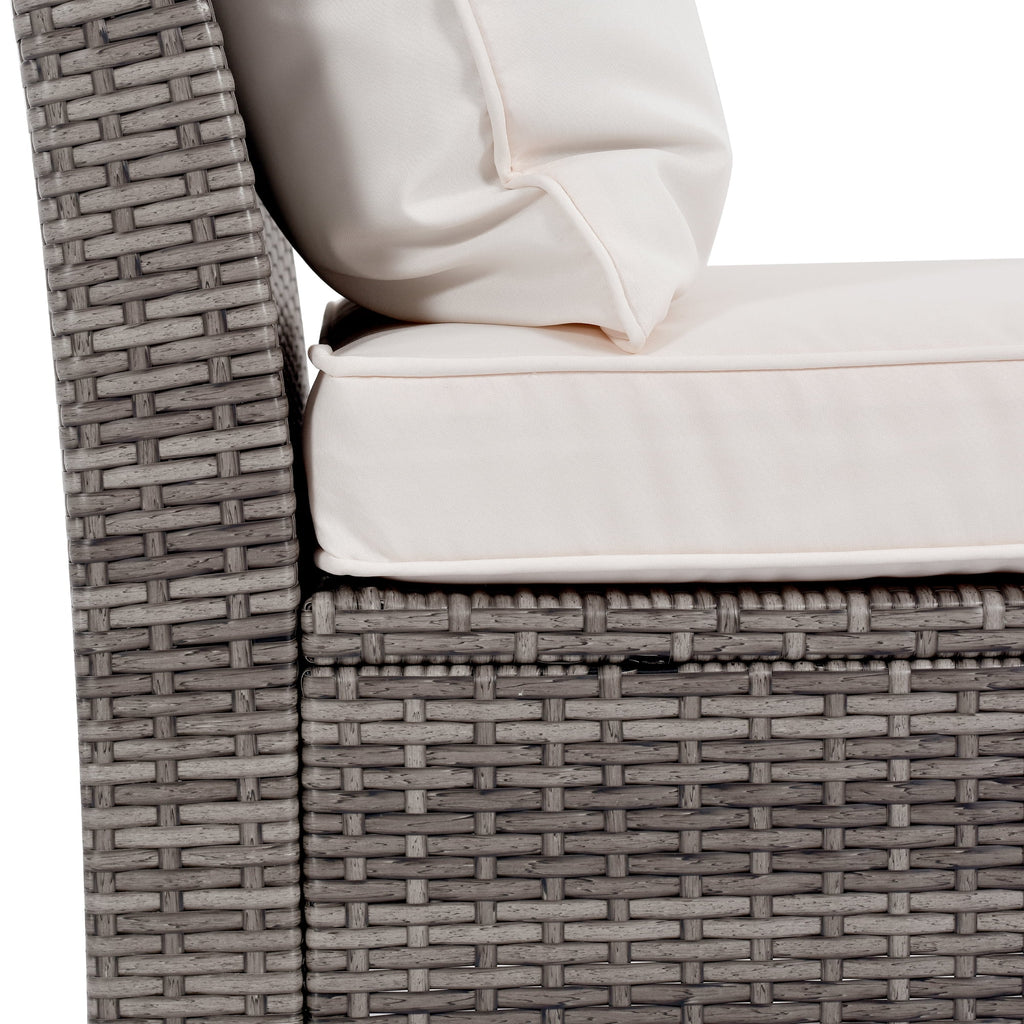Beige 6-Piece PE Wicker Rattan Outdoor Sofa Set with Storage Table Y62626