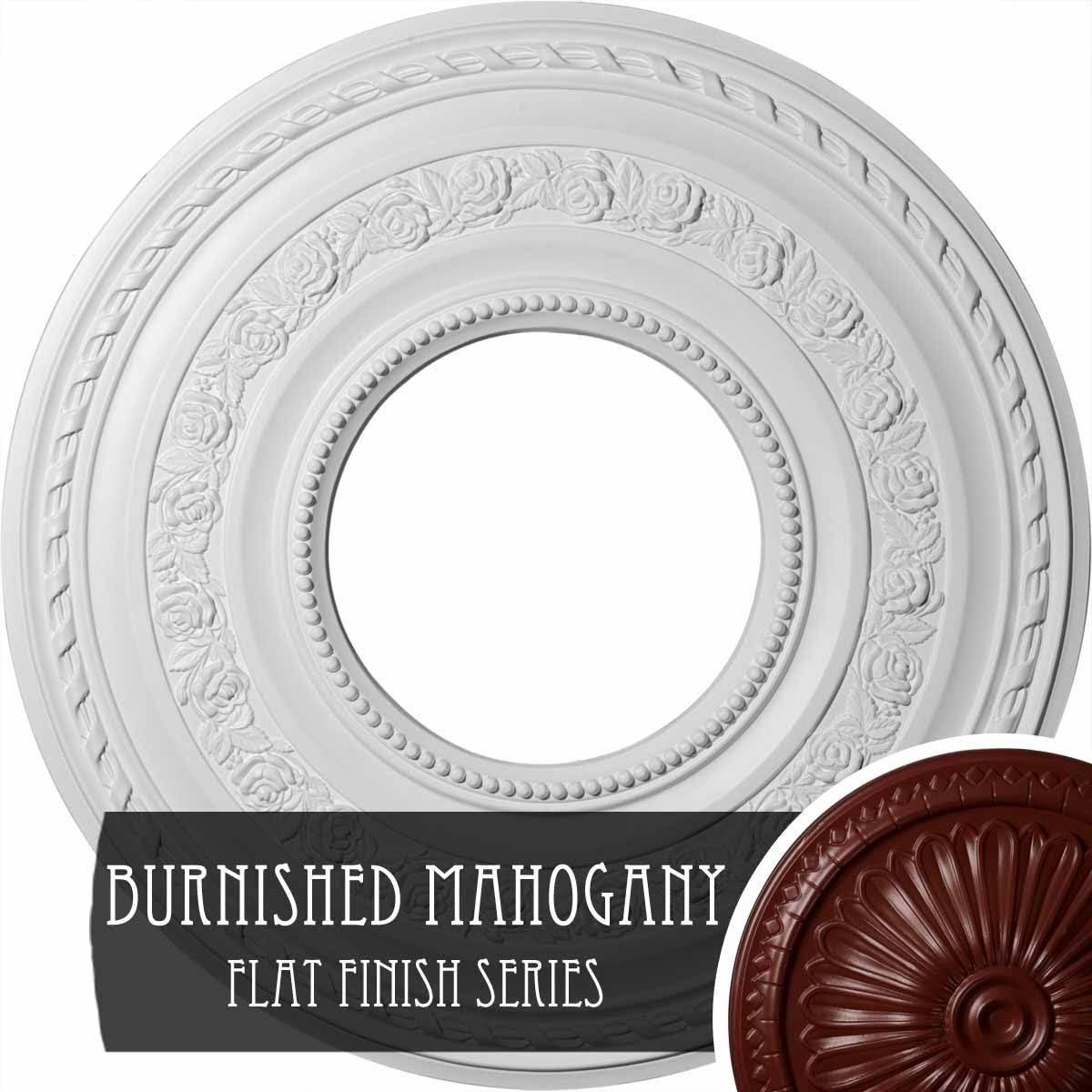29 3/8x22OD x 11 5/8x22ID x 1 1/8x22P Hand-Painted Brushed Mahogany Ceiling Medallion F152951