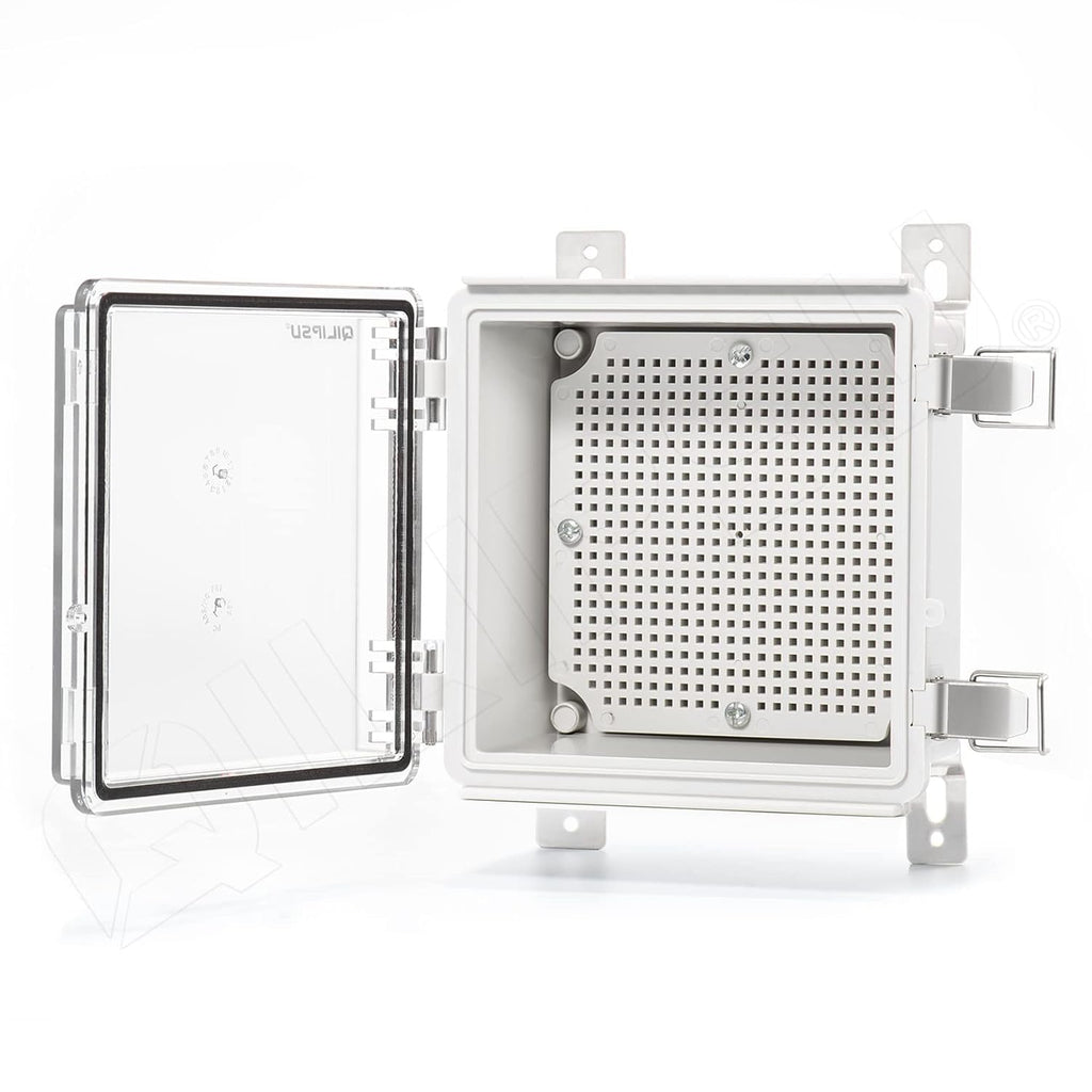 Clear Hinged Cover Junction Box with Mounting Plate, ABS Plastic Grey, Pack of 2 G45157