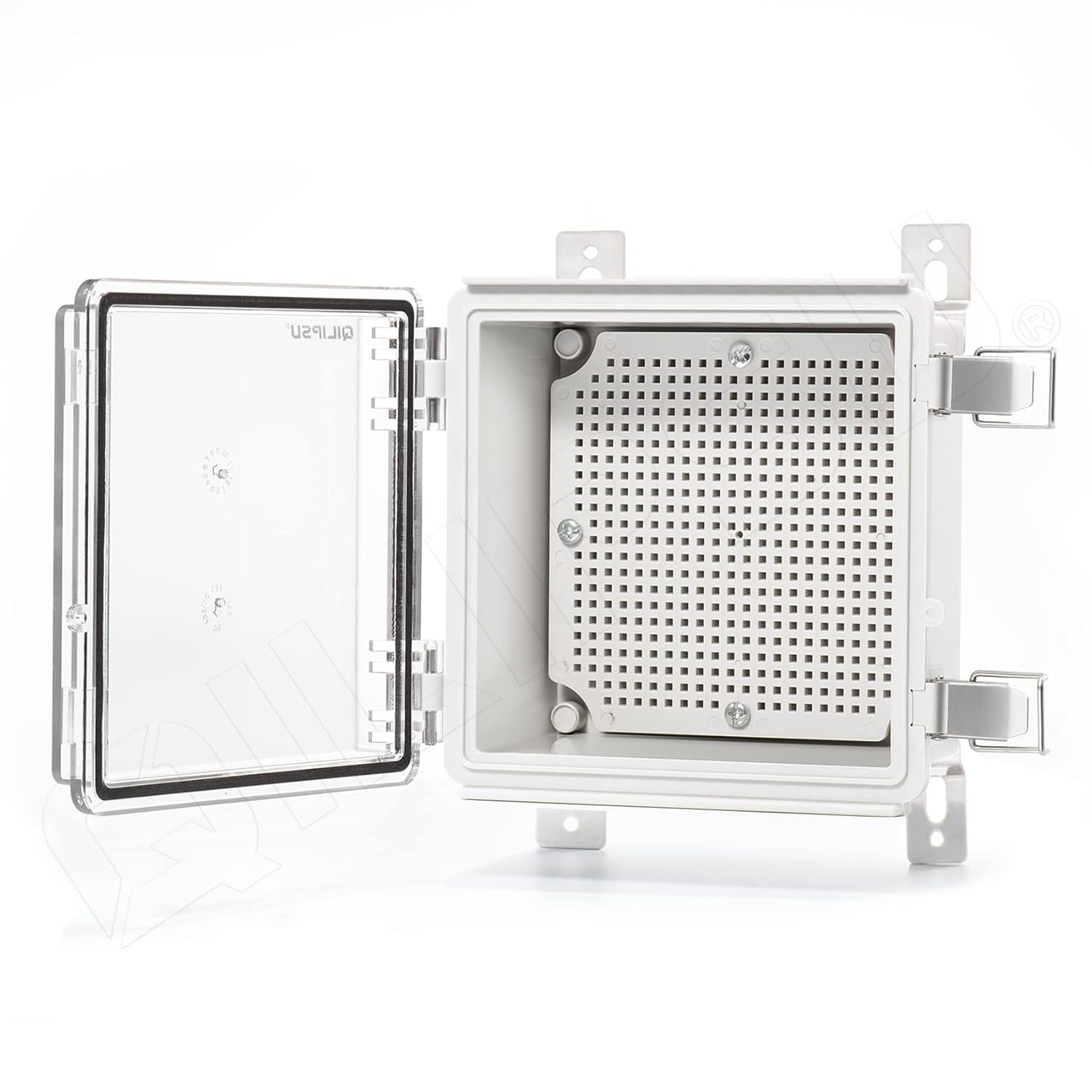 Clear Hinged Cover Junction Box with Mounting Plate, ABS Plastic Grey, Pack of 2 G45157