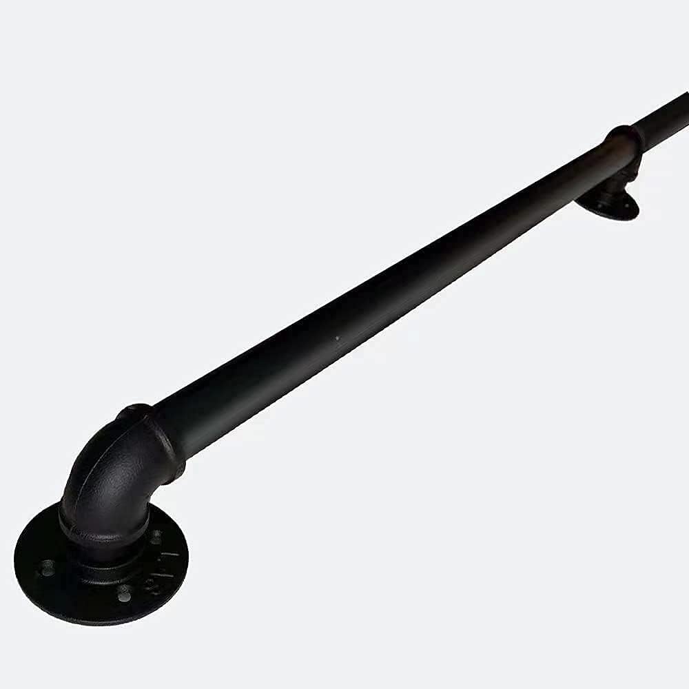 Black Galvanized Pipe Staircase Wall Handrail 5FT U159708