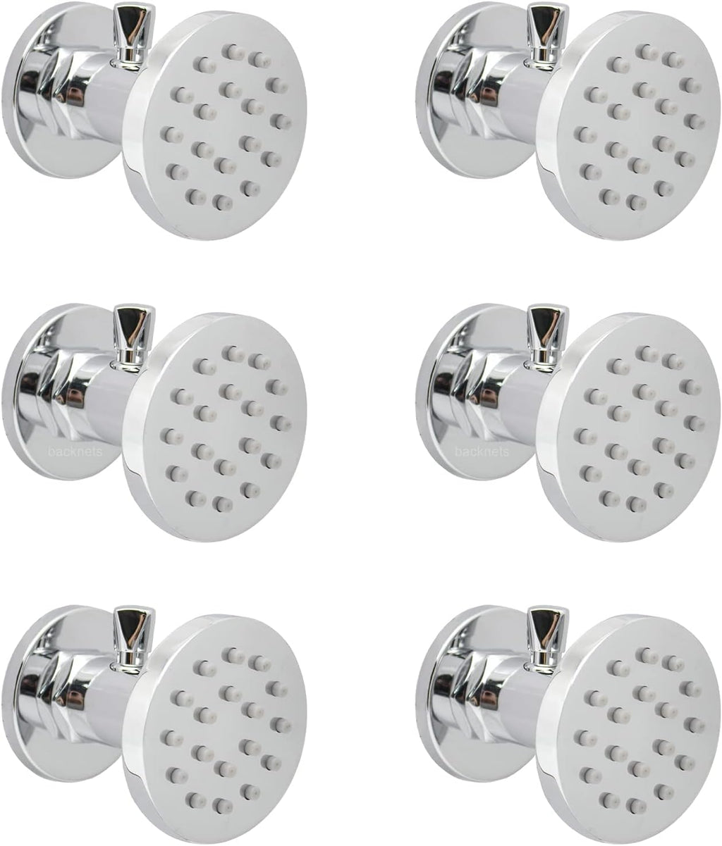 6PCS Brushed Nickel Solid Brass Round Shower Body Spray Nozzle Wall Jets Y960487