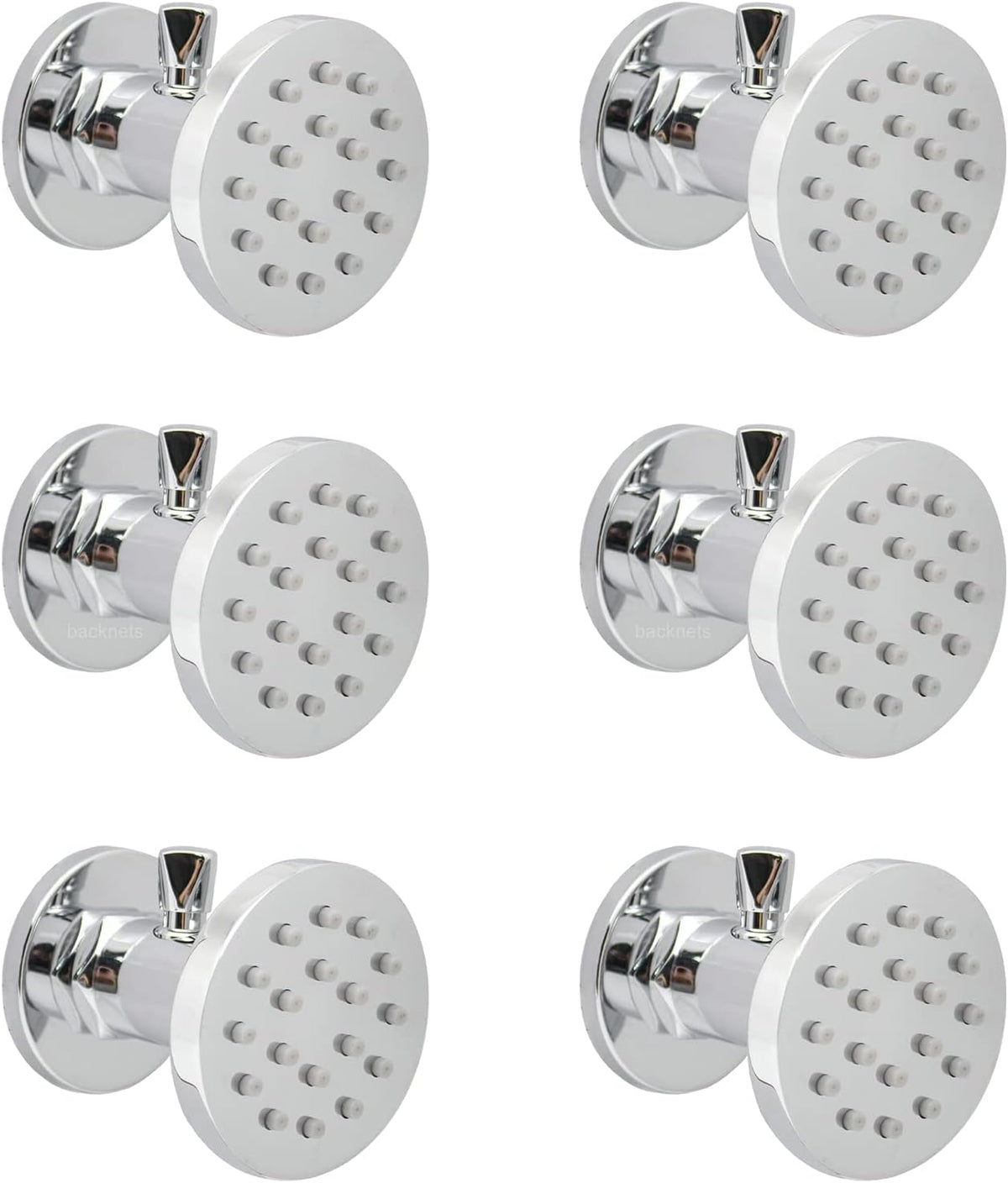6PCS Brushed Nickel Solid Brass Round Shower Body Spray Nozzle Wall Jets Y960487