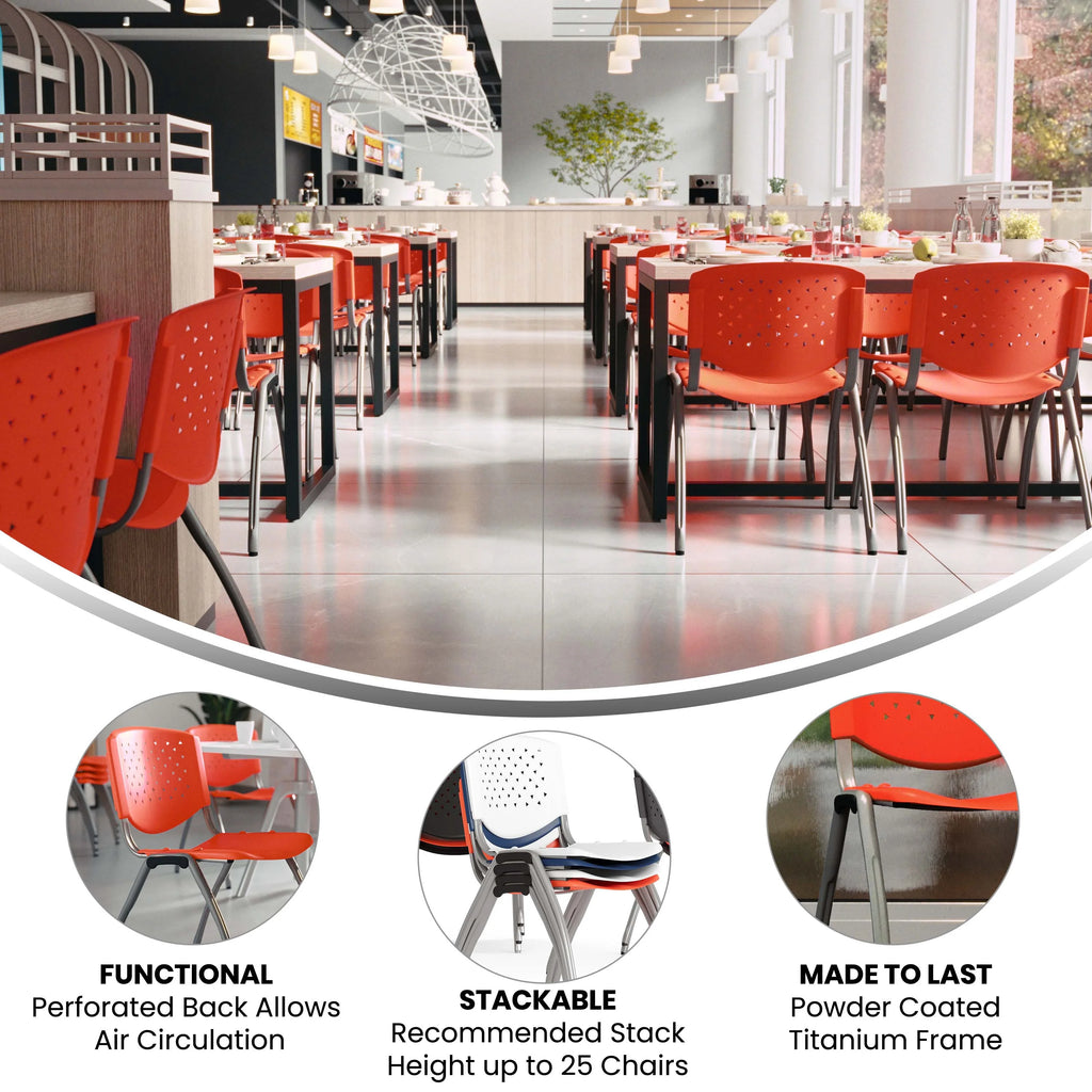 Orange Plastic Stack Chair with Perforated Back X6121
