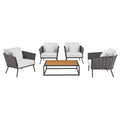 Gray White 5 Piece Outdoor Aluminum Sectional Sofa Set I325937