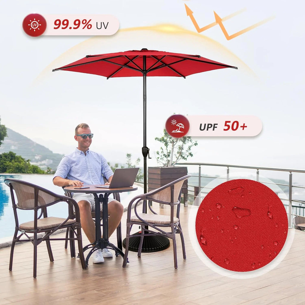 Red 7.5ft Outdoor Market Patio Umbrella with Push Button Tilt and Crank P292