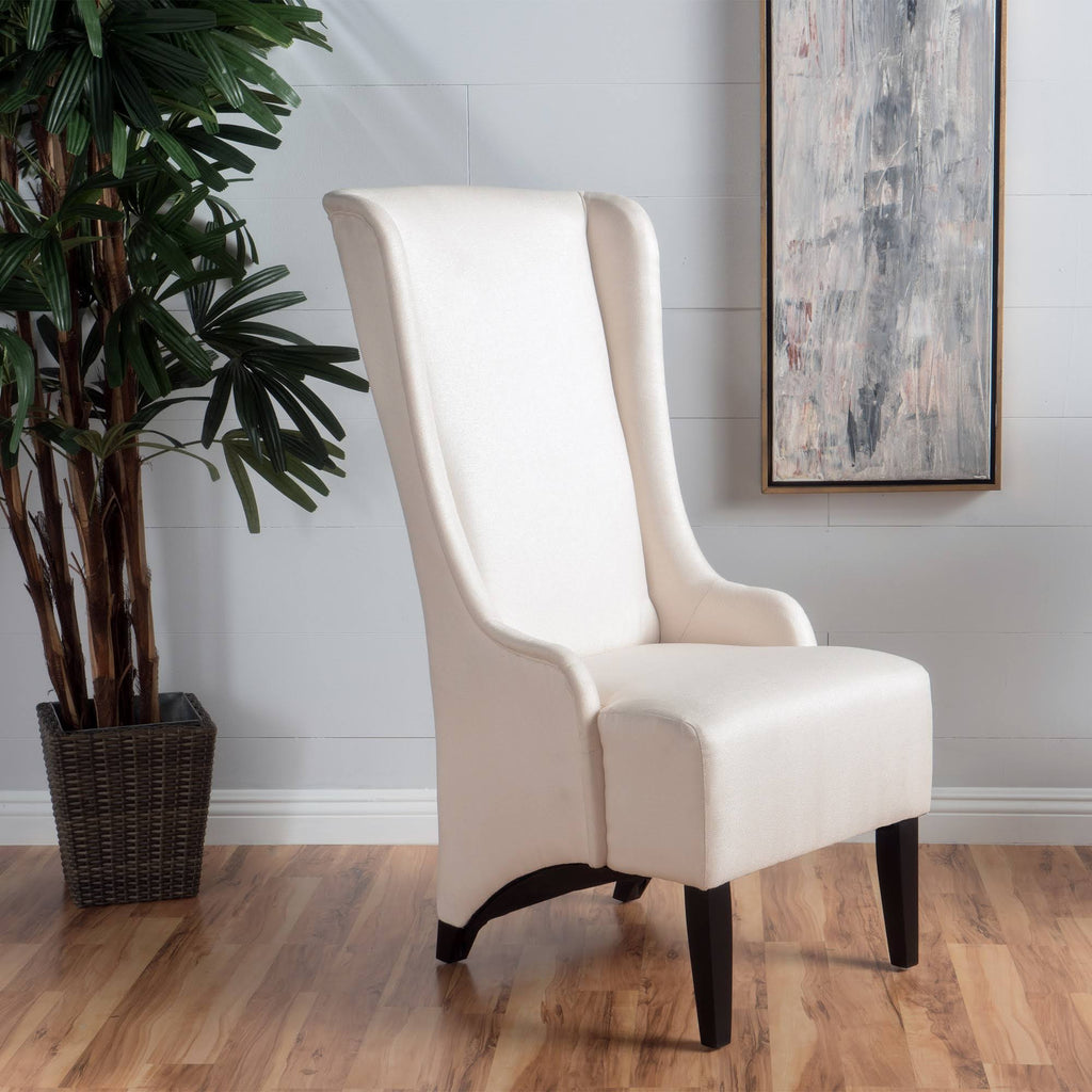 Beige High-Back Fabric Dining Chair S4368