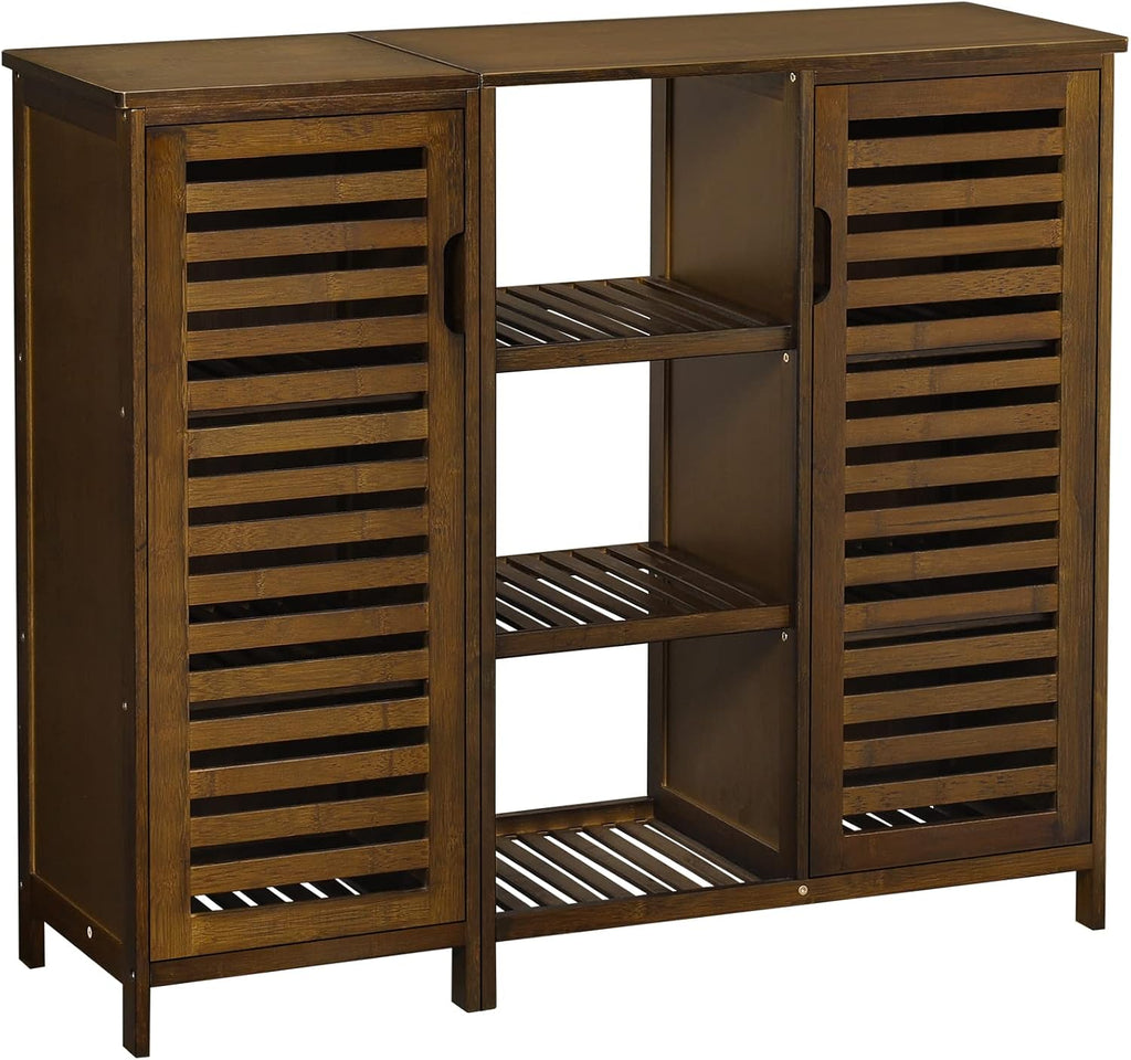 Bamboo Bathroom Storage Cabinet with 2 Doors and 3 Shelves G777