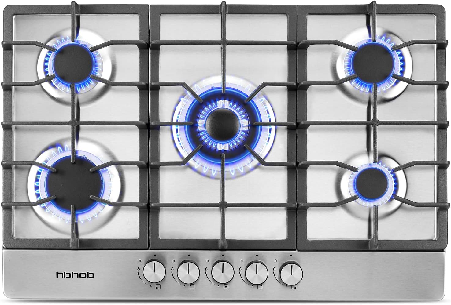 30 Inches 5 Burners Stainless Steel Gas Cooktop with Cast Iron Grates E3383