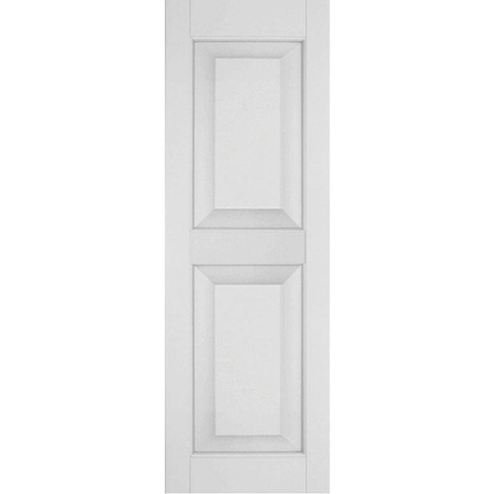 18 in. x 50 in. Primed Pine Raised Panel Shutters Pair Z48187
