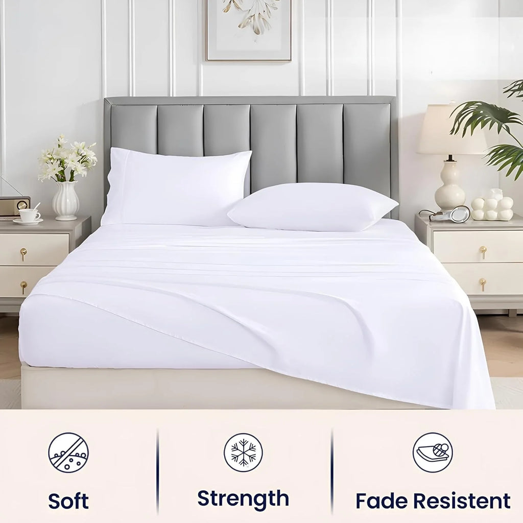 White 4-Piece Queen Egyptian Cotton Sheet Set G243738