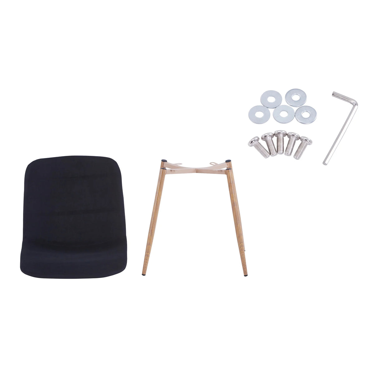 Black Upholstered Dining Chairs Set of 4 with Wood Legs L5784