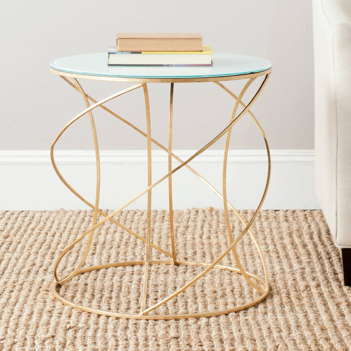Gold/Black Glass Accent Table F29048