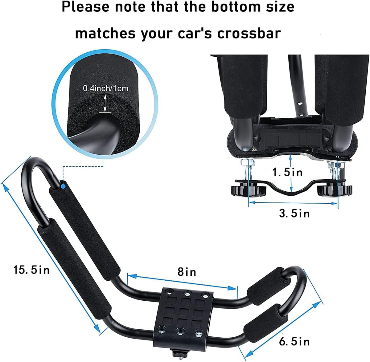 2PCS J-Bar Kayak Roof Rack with 2 7.2Ft Ratchet Lashing Straps A948928