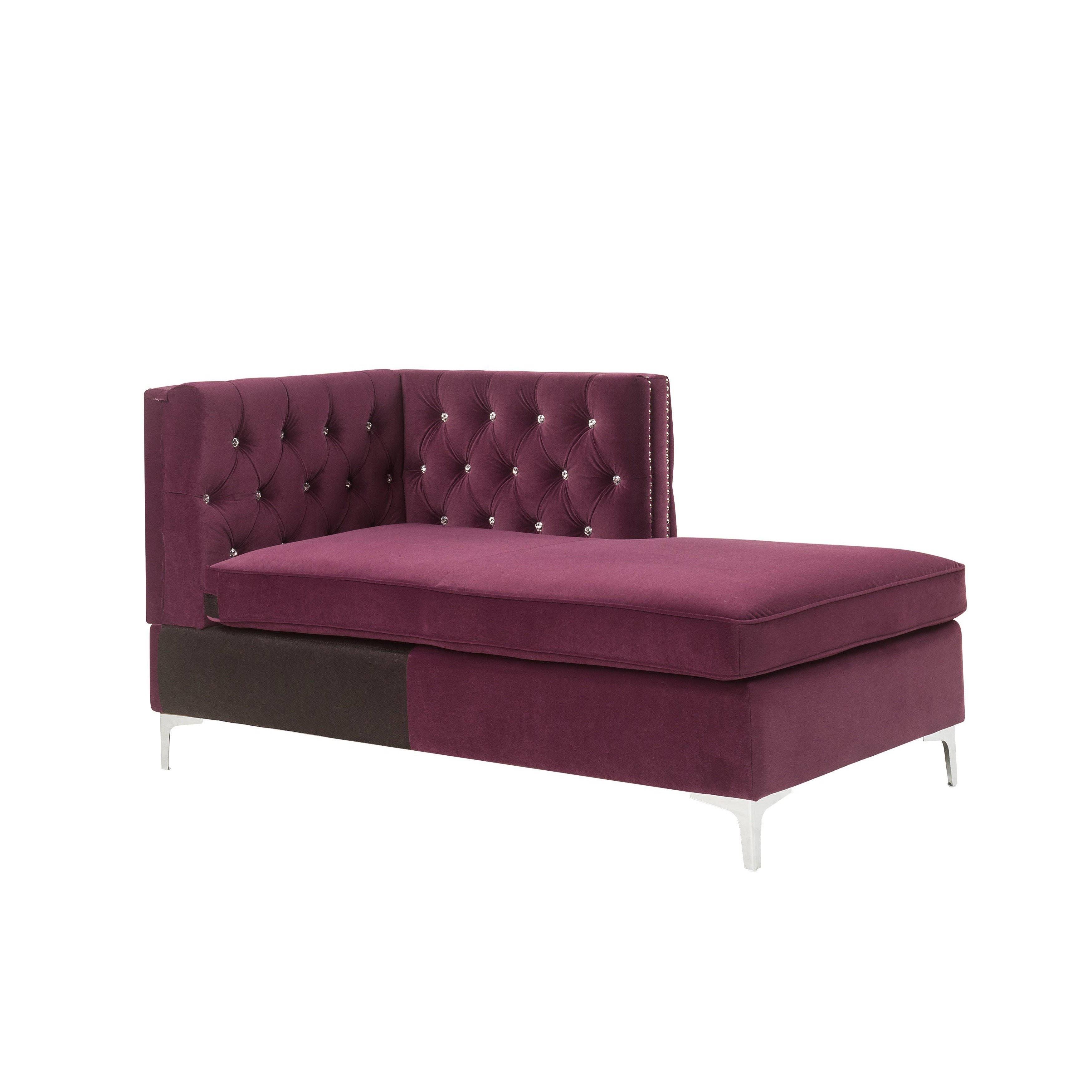 Burgundy Velvet Modular Sectional Chaise U454