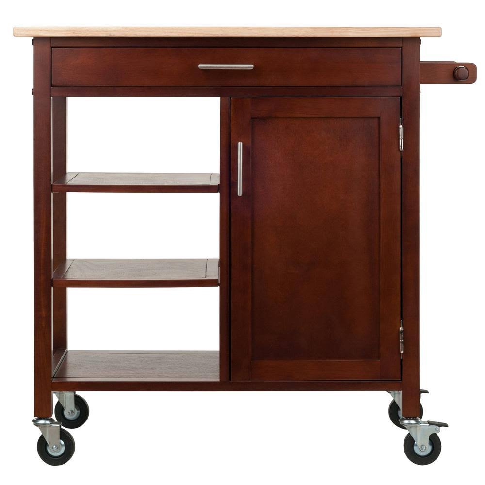 Walnut Kitchen Cart with Towel Rack P826