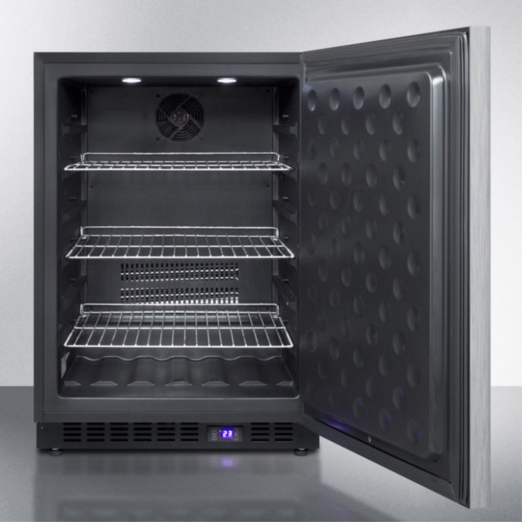 Frost-free built-in undercounter all-freezer with stainless steel door and black cabinet D1098