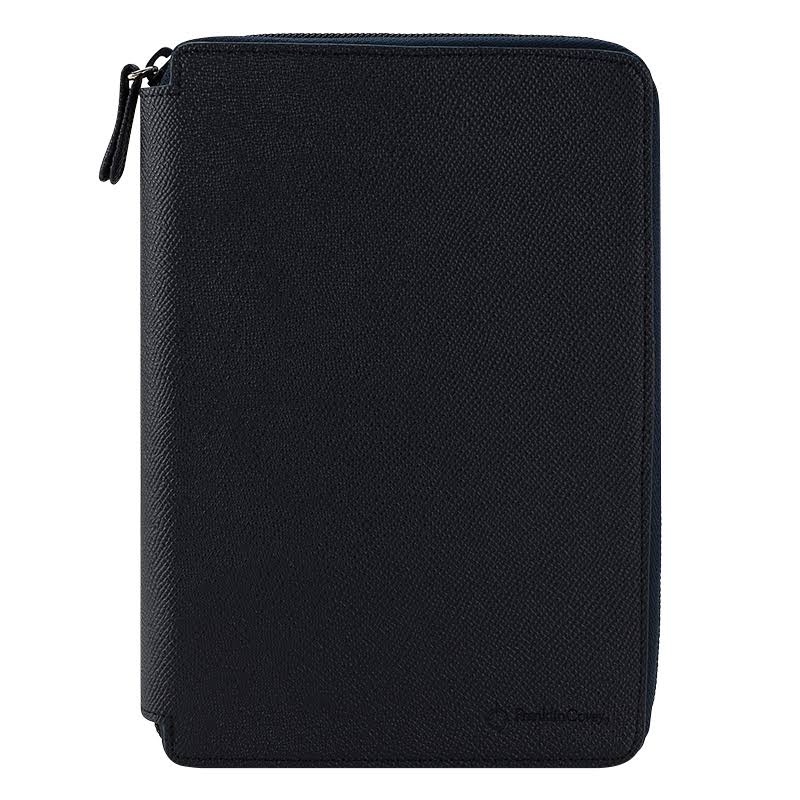 Navy Leather Zipper Binder Z74942