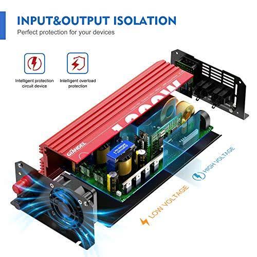 1200W Pure Sine Wave Power Inverter DC 12V to AC 120V with Remote Control USB Port LED Display M6829
