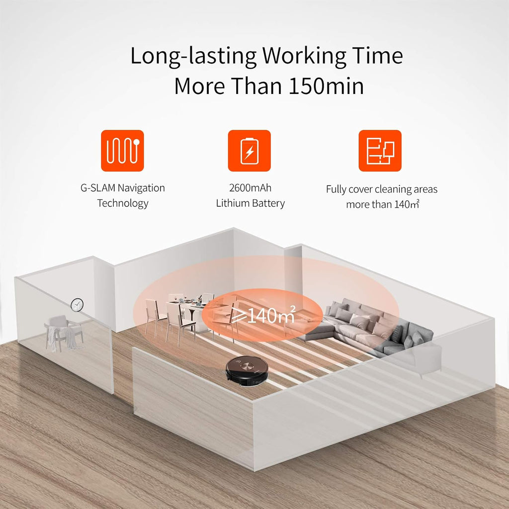 Robot Vacuum Cleaner and Mop, 3000Pa Suction, 150Mins Runtime M234706