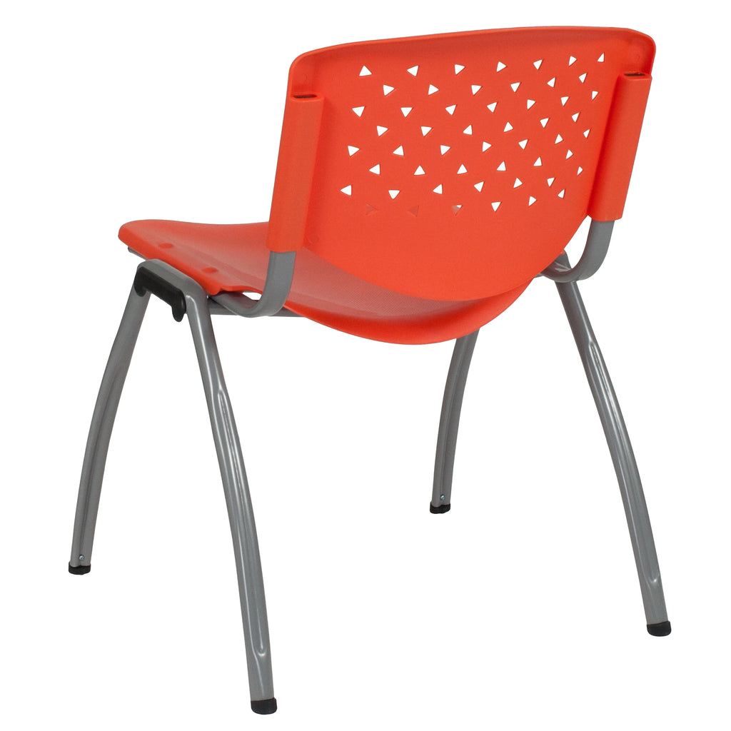 Orange Plastic Stack Chair with Perforated Back X6121