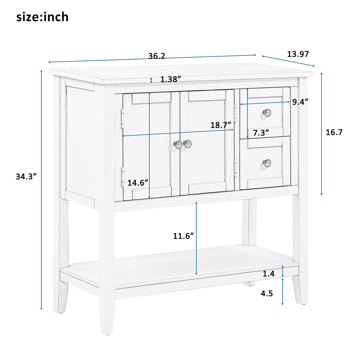 White Console Table with 2 Drawers O18078