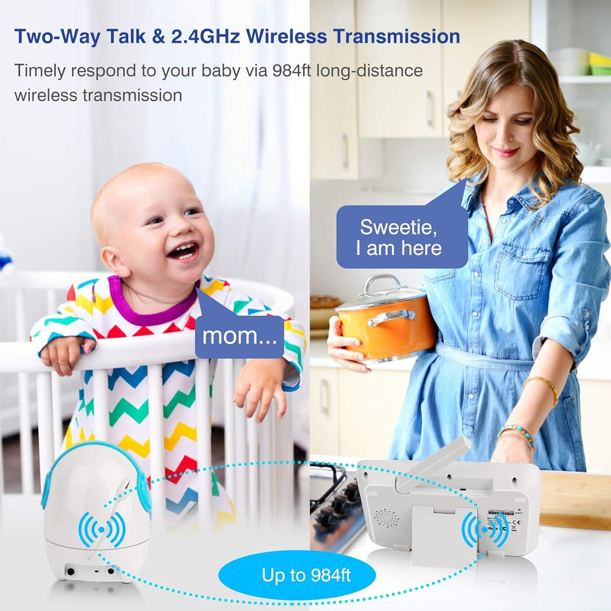 5 720P Baby Monitor with Camera and Audio Night Vision K1960