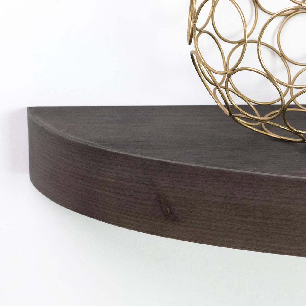 Large Round Wood Floating Wall Shelf Black G480904