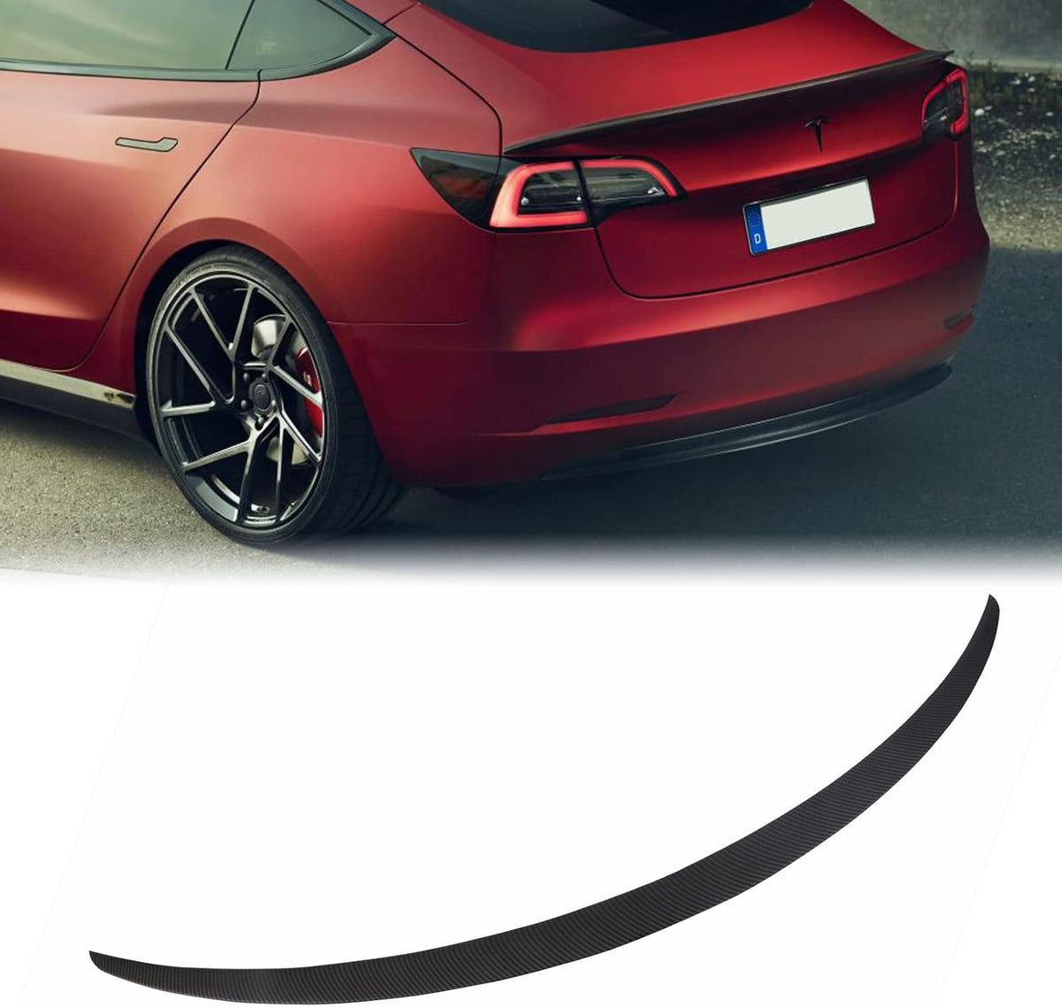 Matte Carbon Fiber Rear Trunk Spoiler for Tesla Model 3 J3628