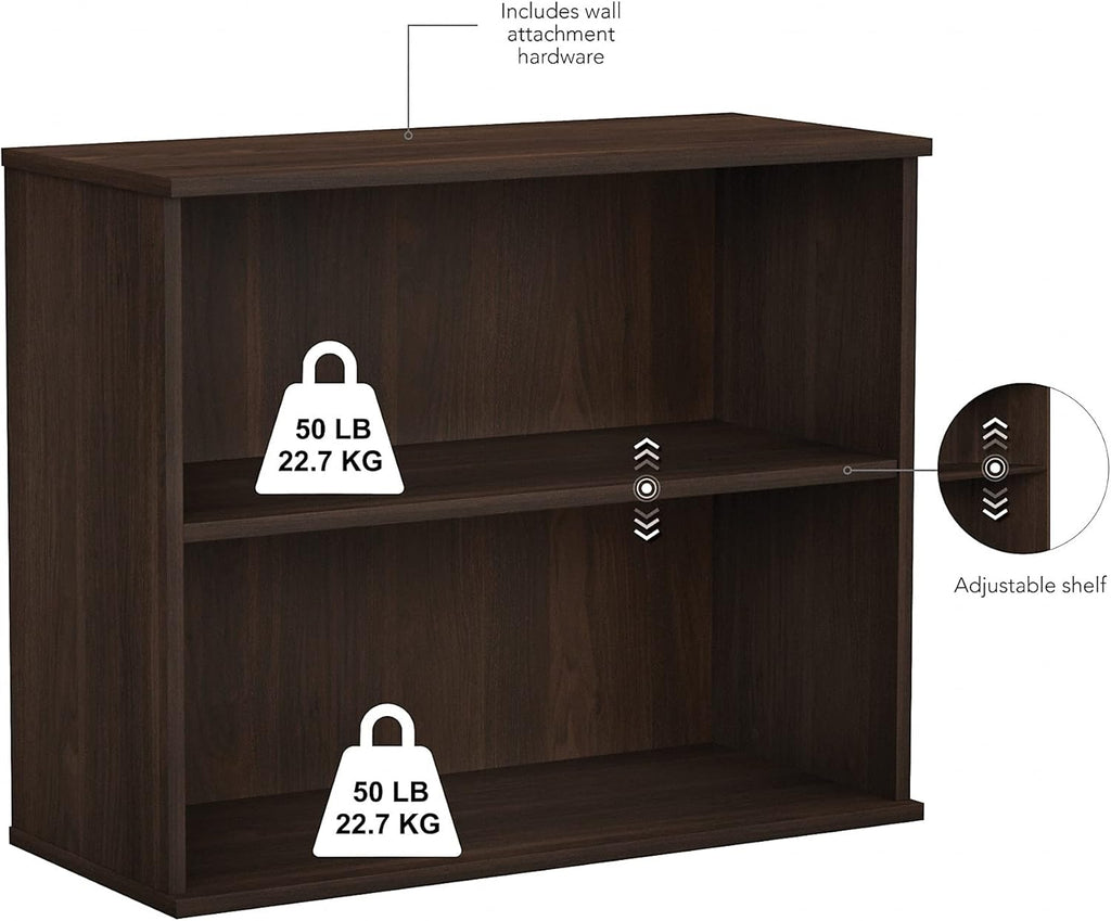 Black Walnut 2 Shelf Bookcase V765