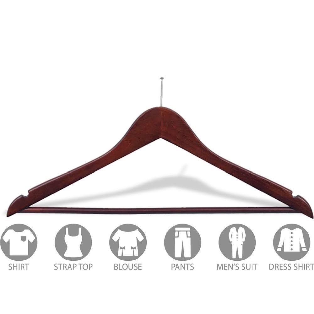 Wooden Suit Hanger with Chrome Hardware, Box of 100 L292210