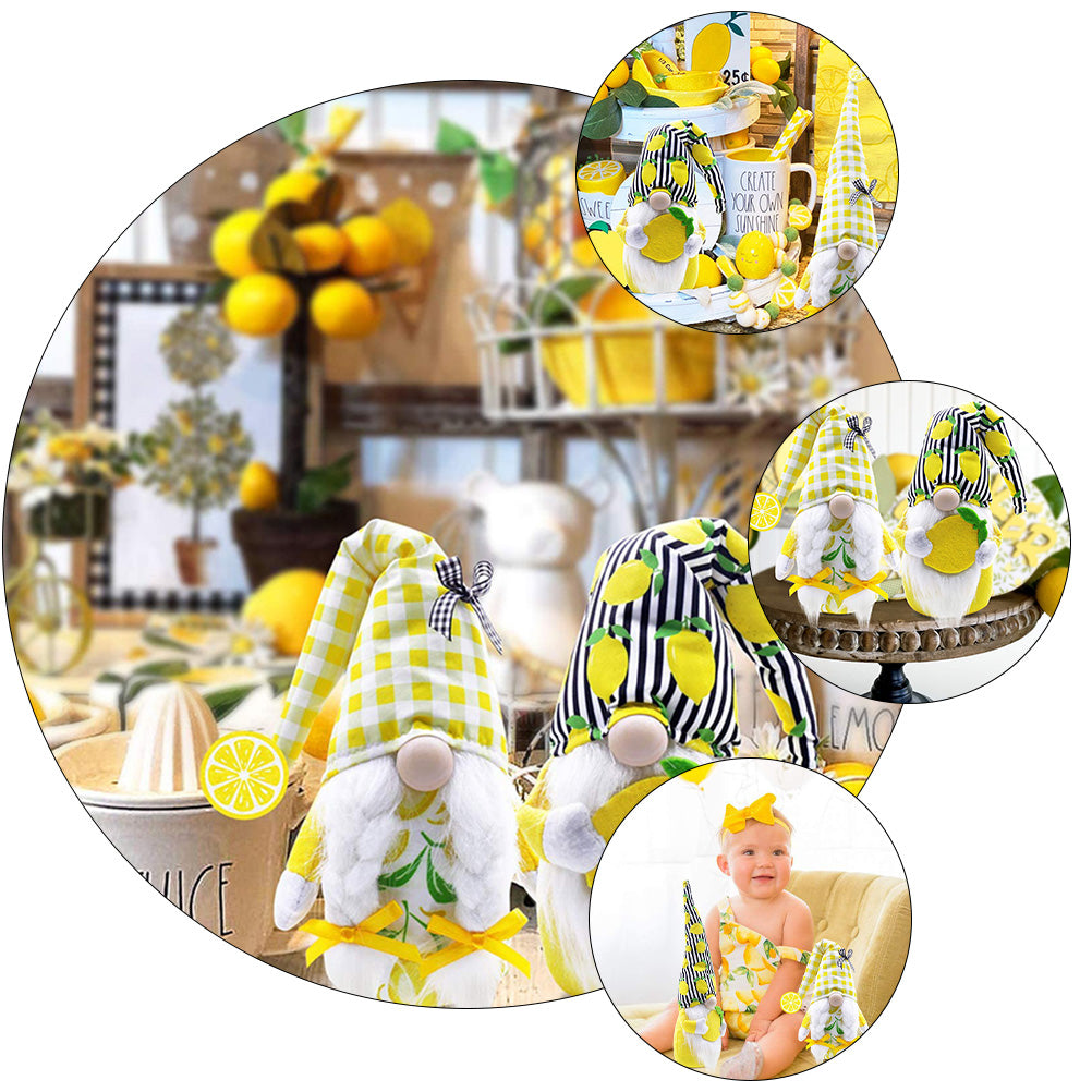 Lemon Pattern Plush Gnome Doll G3817