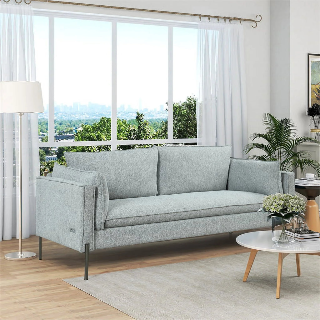 Gray 3 Seat Linen Fabric Sofa V771