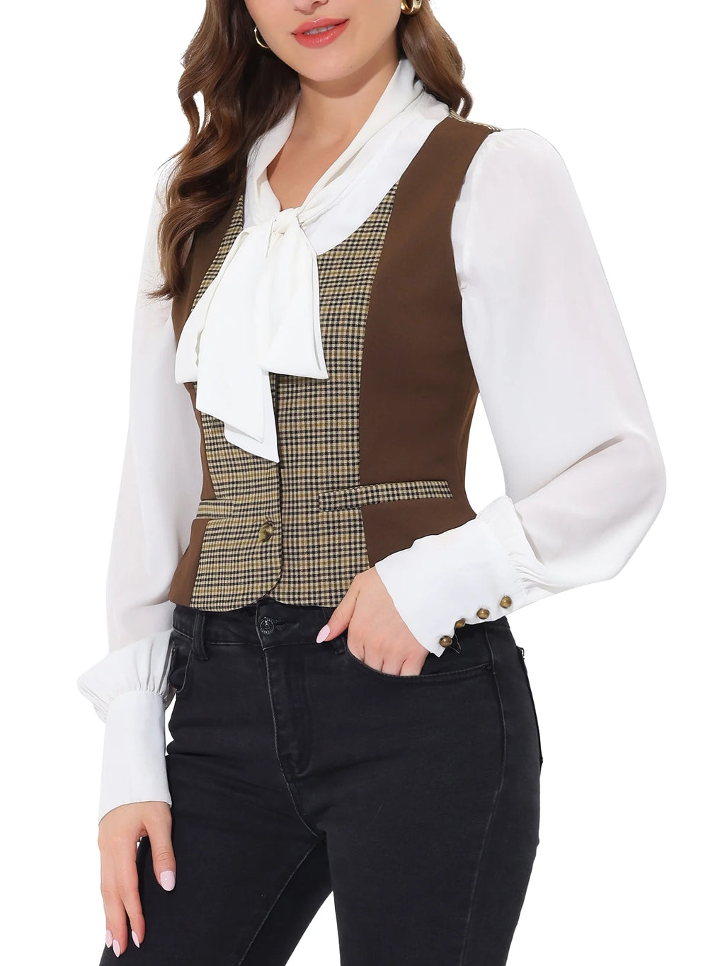 Vintage Plaid Button Down Waistcoat Vest L842