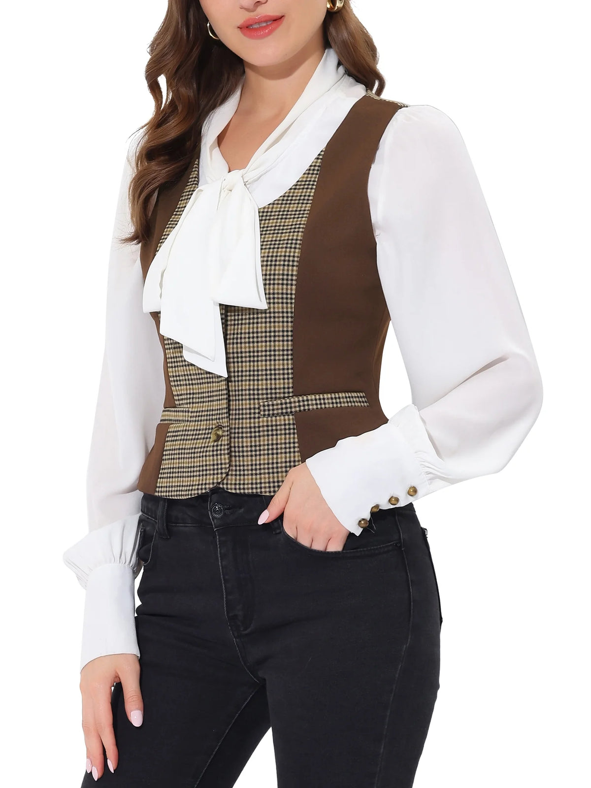 Vintage Plaid Button Down Waistcoat Vest L842