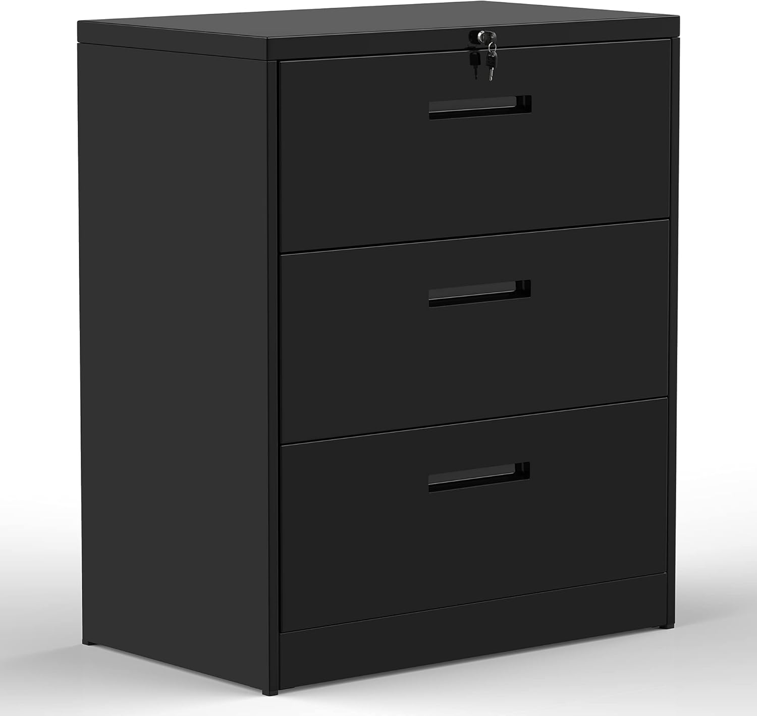 Black 3 Drawer Metal Lockable Filing Cabinet F51203