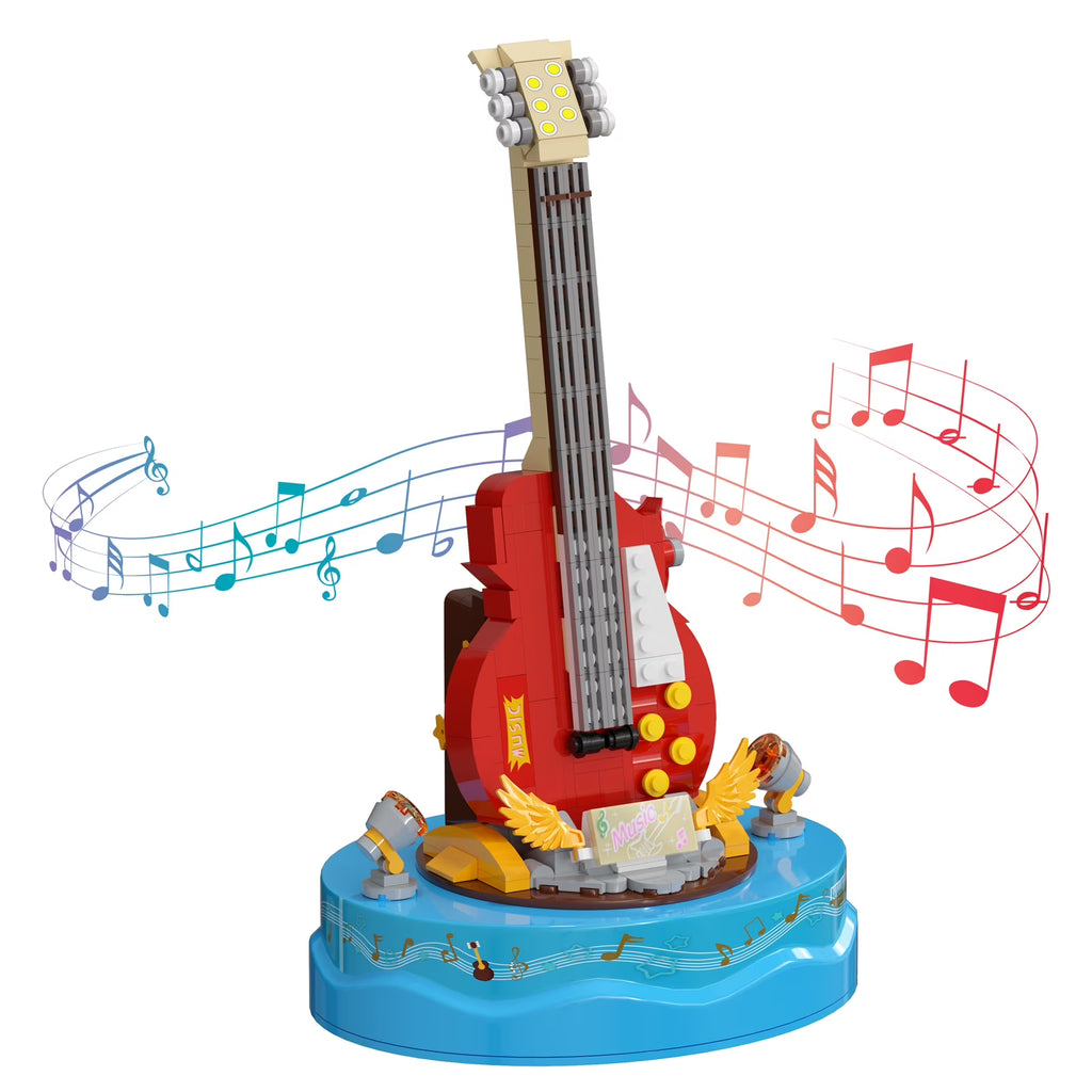Guitar Model Building Set with Music Box Construction Creative Toys (308 Pcs) K83717