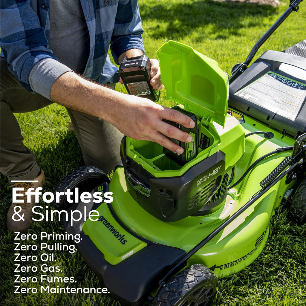 48V 20" Battery-Powered Lawn Mower with Two 4.0Ah Batteries & Charger V362