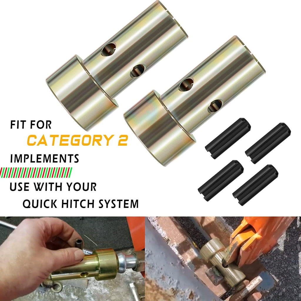 2 Pairs Cat 2 Quick Hitch Adapter Bushings Set for Category II 3-Point Tractor C1314