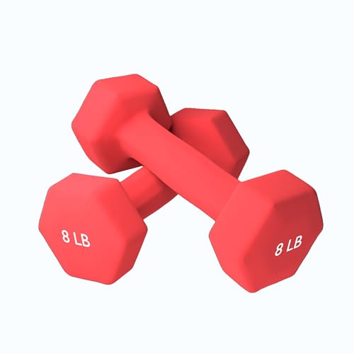 Neoprene Coated Dumbbell Hand Weight Pairs, 2LB, 4LB, 6LB, 8LB C103