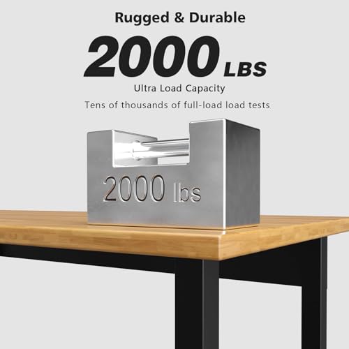 60" Adjustable Hard Wood Workbench with Power Outlets, Wheels and Drawer W356911