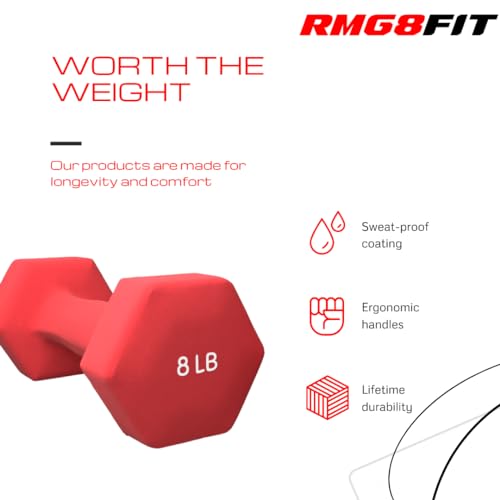 Neoprene Coated Dumbbell Hand Weight Pairs, 2LB, 4LB, 6LB, 8LB C103