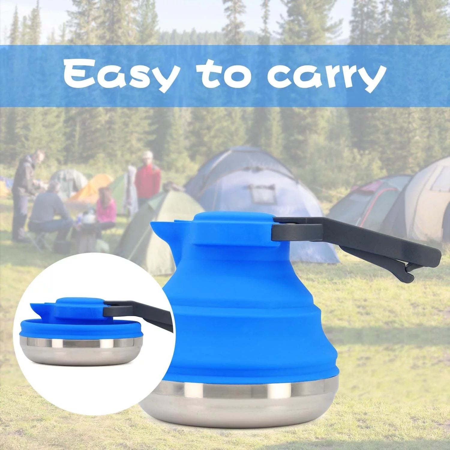 Blue 42 Ounce Collapsible Camping Kettle B48973